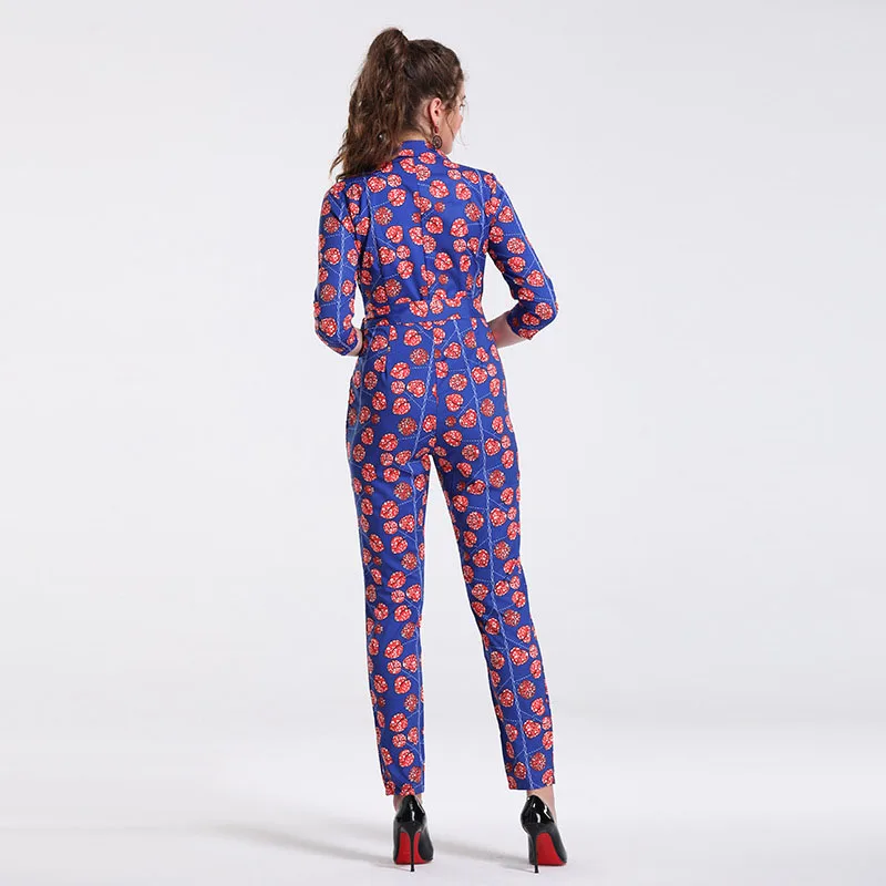 

Women Jumpsuit Deep V-Neck Low-Cut Long Sleeve Jumpsuit Printed Jumpsuits Rompers Women's Autumn Clothes