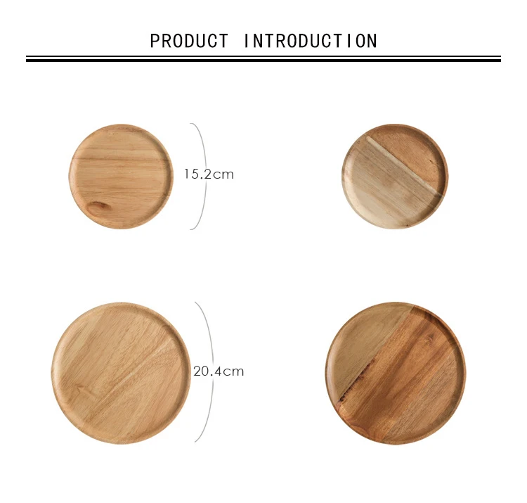 

Japan Style Acacia Wood Storage Trays Hand Polished Sushi Plates Natural Wood Cake Plates Round Shape Tableware Kitchen Utensils