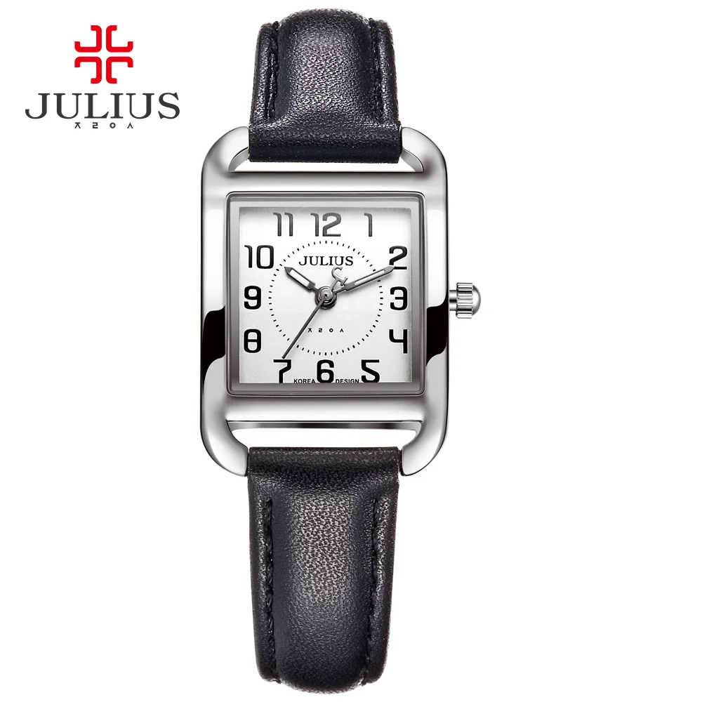 Marke Julius casual Frau Mode Silber розовое золото Rechteck Leder ремень Platz beruhmte дизайн Beliebte Uhr lusus JA
