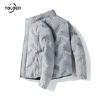 Мужская теплая хлопковая одежда на белом утином пуху, модные однотонные мужские пуховики на молнии, повседневные флисовые Толстые мужские парки, верхняя одежда