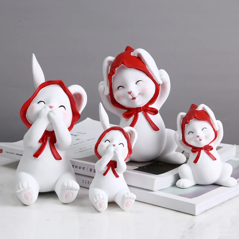 

Скандинавские креативные полимерные статуэтки с милым Кроликом, статуэтки, украшения для детской комнаты, ремесла, аксессуары для украшени...