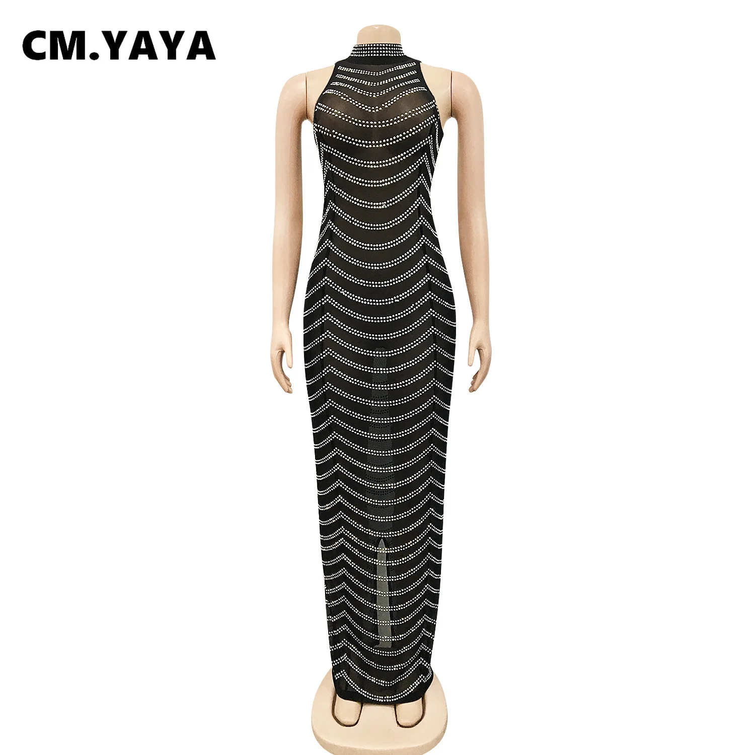 Женское длинное сетчатое платье CM.YAYA