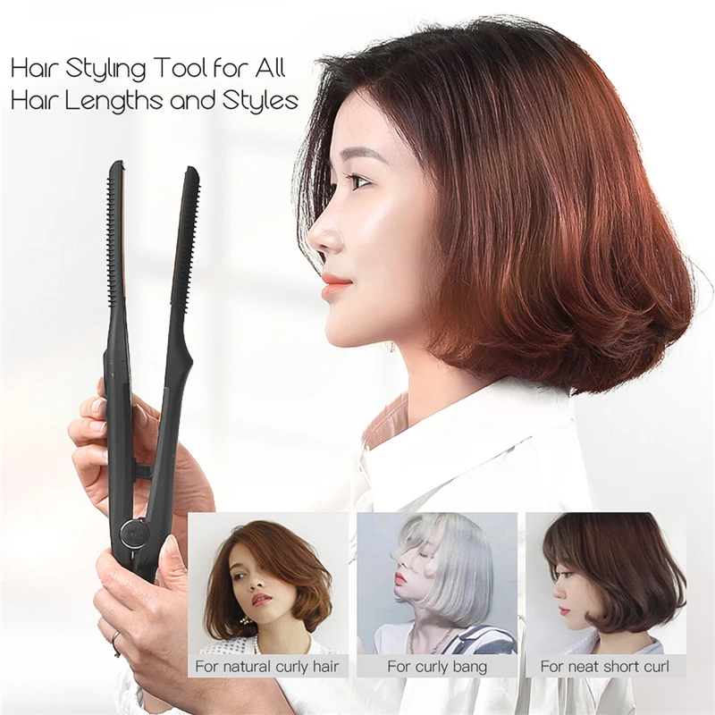 2 In 1 Electirc Hair Iron Ceramic Hair Straightener Temperature Adjustment Flat Iron Straightening Curler Men Hair Styling Tool