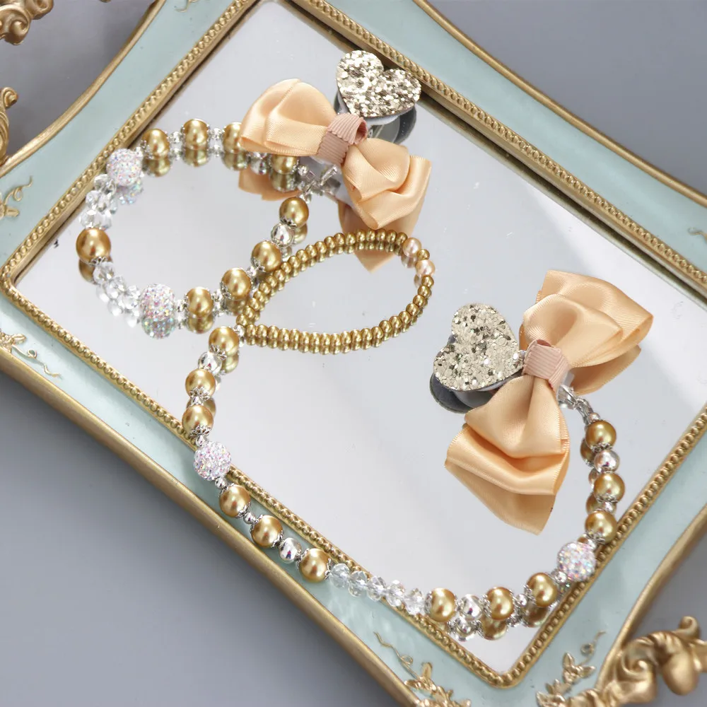 Dollbling, детские соски с жемчугом, клипса, держатель на цепочке, на заказ, с кристаллами, бисероплетение, пустышка на цепочке, розовый леопард, пустышка на цепочке, без соски - Цвет: gold set