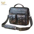 Портфель мужской деловой из натуральной кожи, винтажный саквояж для ноутбука 13 дюймов, портфель-атташе, тоут из малетина, B207