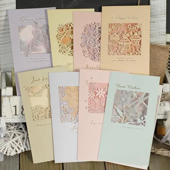 8 шт./лот вечерние бумажные открытки с цветами и бабочками подарок на Рождество