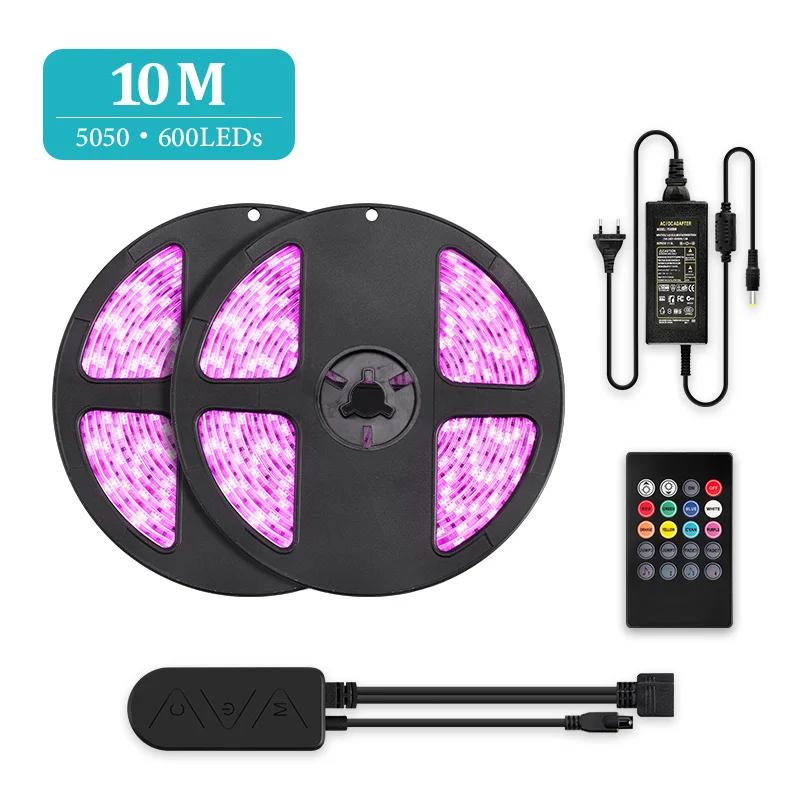 5050 600LEDs 10M Светодиодный светильник RGB 5 м/10 м 2835/5050 водонепроницаемая светодиодная лента с пультом дистанционного управления и Bluetooth контроллером для домашнего декора светильник ing - Испускаемый цвет: 5050 600LEDs 10M