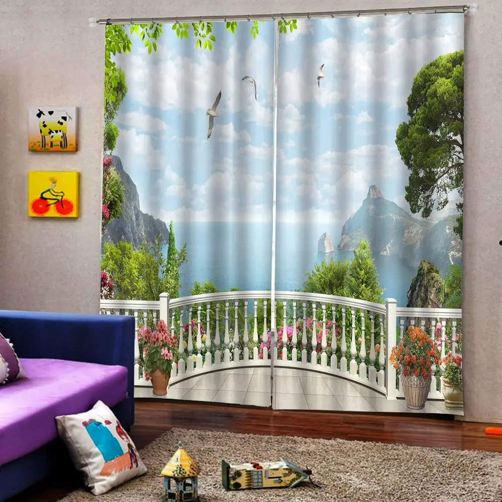 Занавеска с изображением Морского Пейзажа для гостиной | Дом и сад