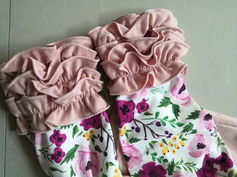 Детский кружевной комплект для девочек Розовый Топ с длинным рукавом и изящный