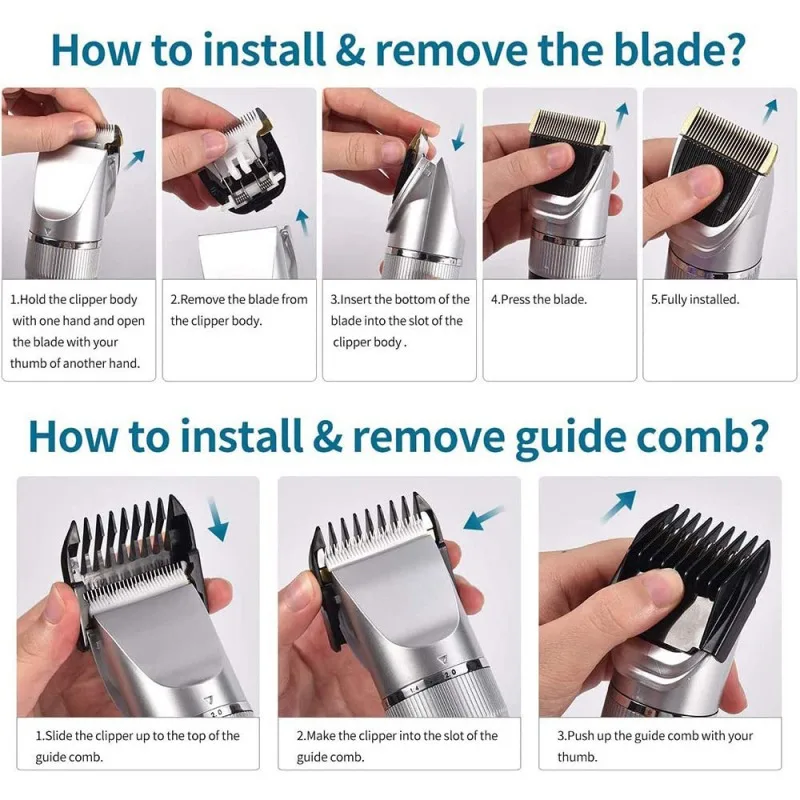 

Hair Clippers Cordless Rechargeable Led Display With 6 Guide Combs Two Modes Are Suitable For Adults And Children