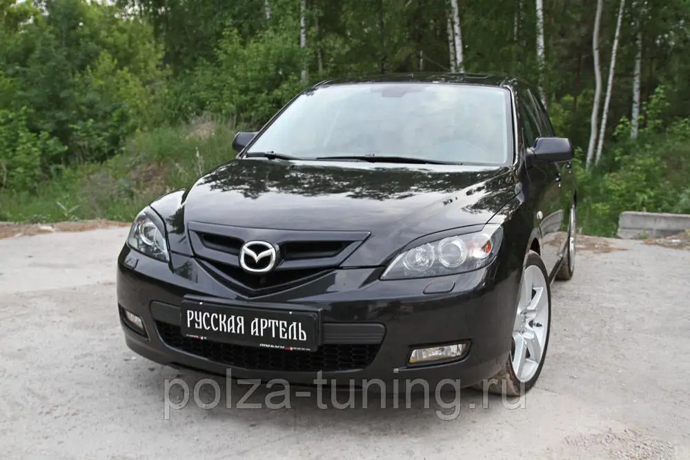 Накладки на передние фары реснички Mazda 3 (хэтчбэк) 2003—2008| |
