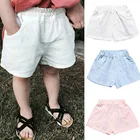 Шорты для маленьких мальчиков, летние шорты из 2022 хлопка и льна для девочек, детские брюки-султанки для девочек, Короткие штаны для малышей, детская одежда