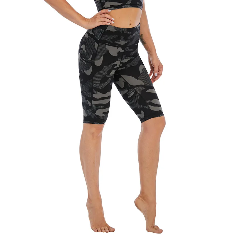 

Camouflage Yoga Short Women High Waist Quick Dry Athletic Gym Breathable Workout Fitness Shorts Running Riding Shorts