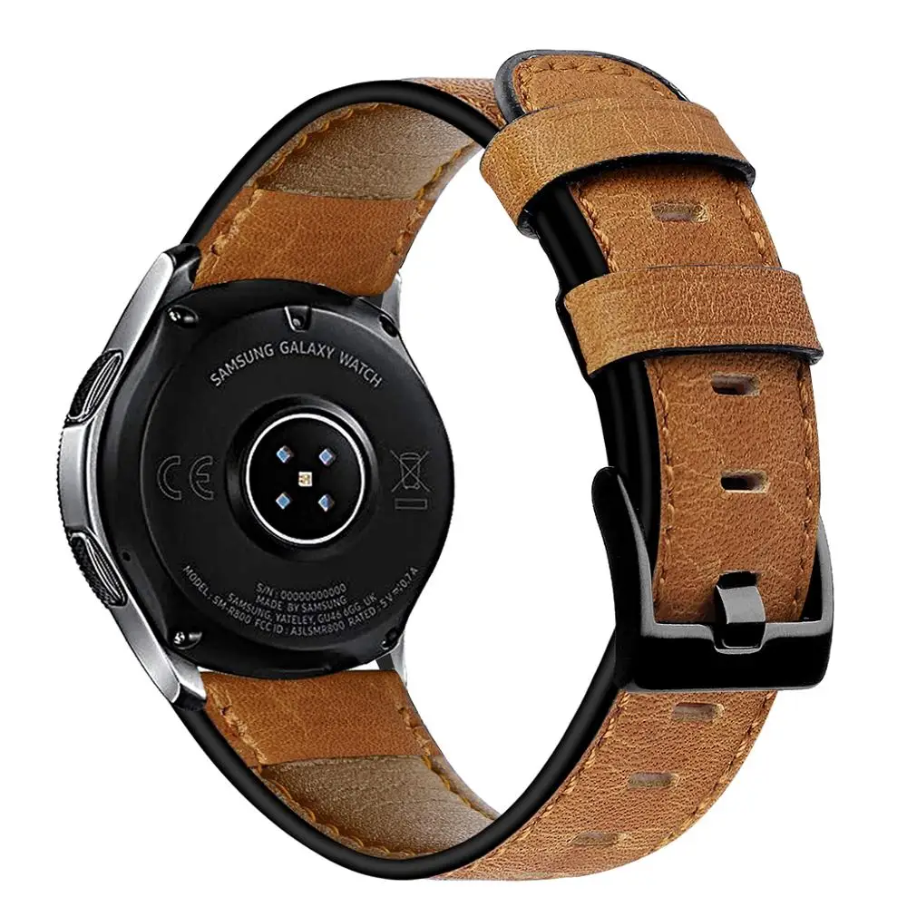Ремешок из натуральной кожи для samsung Galaxy watch 46 мм ремешок Gear S3 браслет Huawei gt 2 2e Honor
