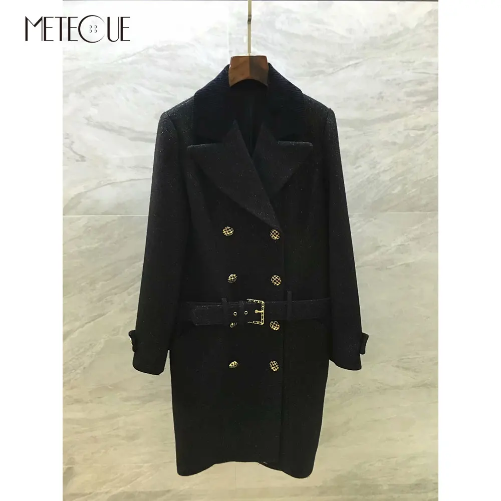 Черное шерстяное пальто женское с 100% шелковой подкладкой 2019 осень зима мода