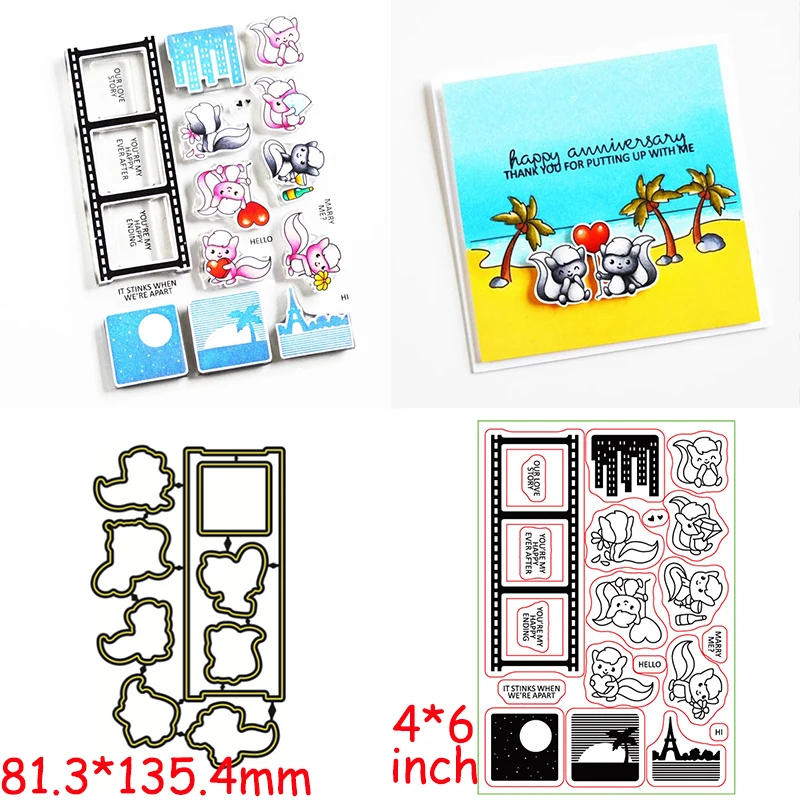 Высечка Наша история любви + прозрачная печати о и животных высечки штампы для