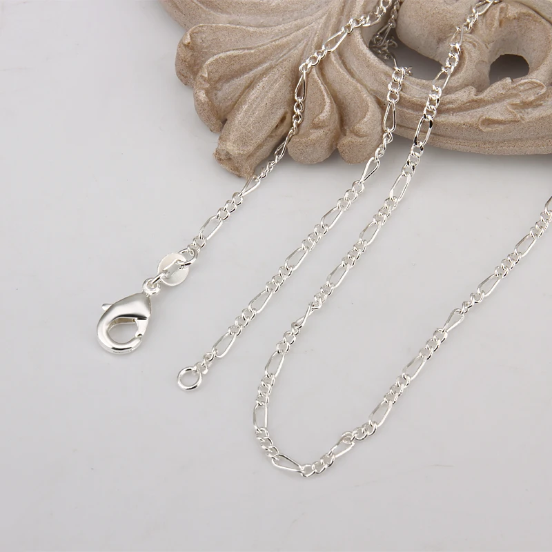 

35-70cm Slim 925 Sterling Silver Figaro Chain Necklace Women Girl Children Boy Kids Italy Jewelry kolye collares sieraden Colier