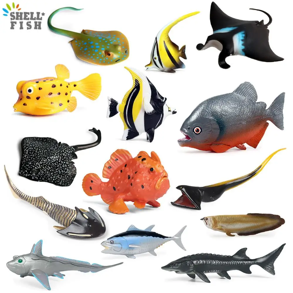 

Educational Simulation Ocean Sea Fish Animals Action Figures Simulated Fishes Toys Plastic PVC For Children Study Play Xmas Gift