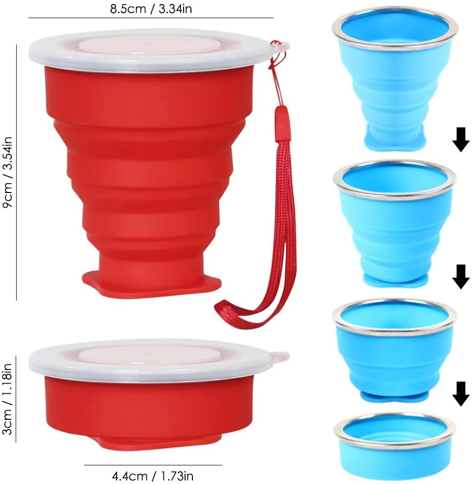 Collapsible Silicone Travel Cup 6oz Foldable Drinking Mug with Lid BPA Free Water Coffee Tea Snacks for Hiking Camping Picnic | Дом и сад