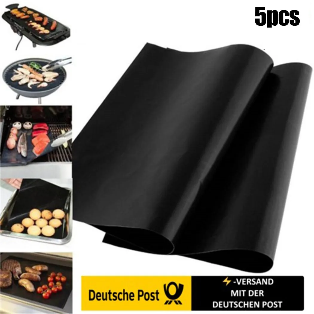 

5pcs Grill Mat BBQ Non-Stick Grill Baking Barbecue Frying Foil Liner For Outdoor Cooking Home Party Baking 400*330mm