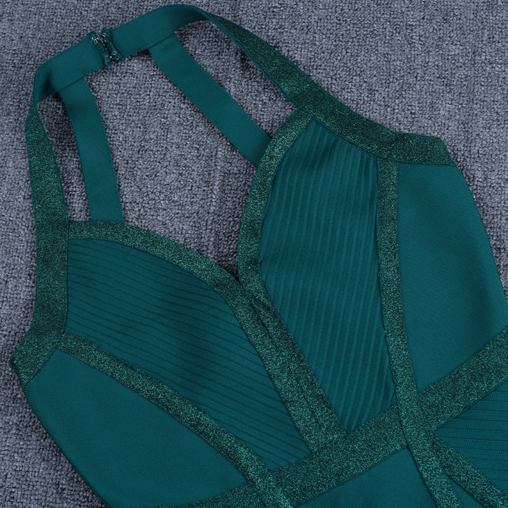 

Green Bandage Dress Women Fashion Halter Backless Sexy Bandage Dress Bodycon Celebrity Evening Club Party Dress