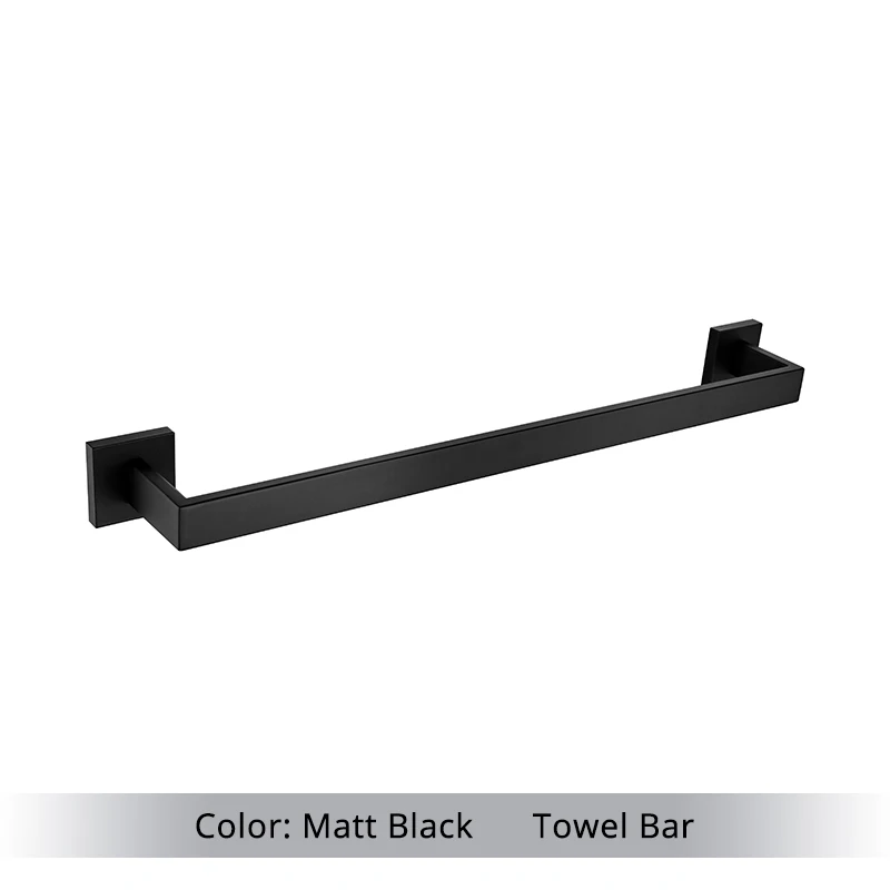 Matte Black Bathroom Accessories Set Wall Mount Stainless Steel Clothes Hook Toilet Paper Holder Towel Bar Kitchen Hardware