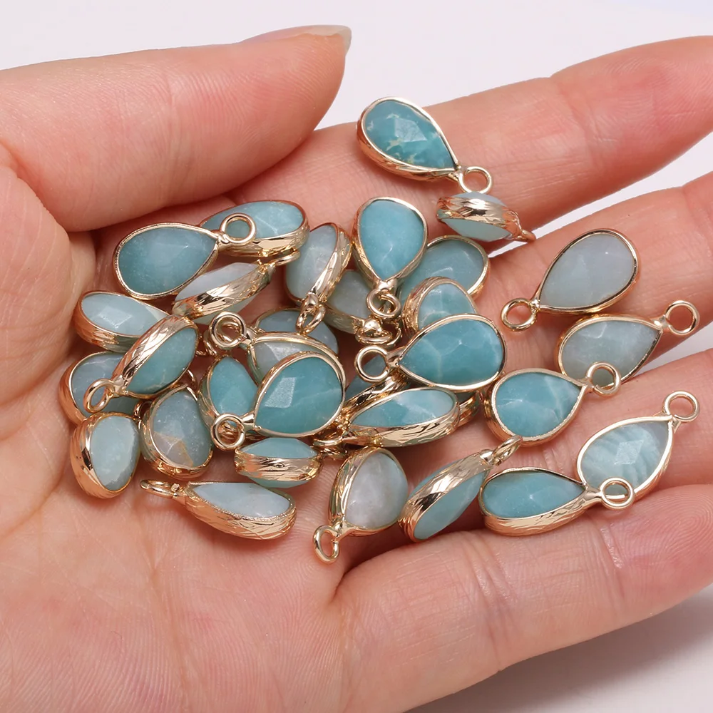 

Natural Stone Faceted Amazonite Pendants Water drop shape Exquisite Charms for Jewelry Making Diy earring necklace accessories