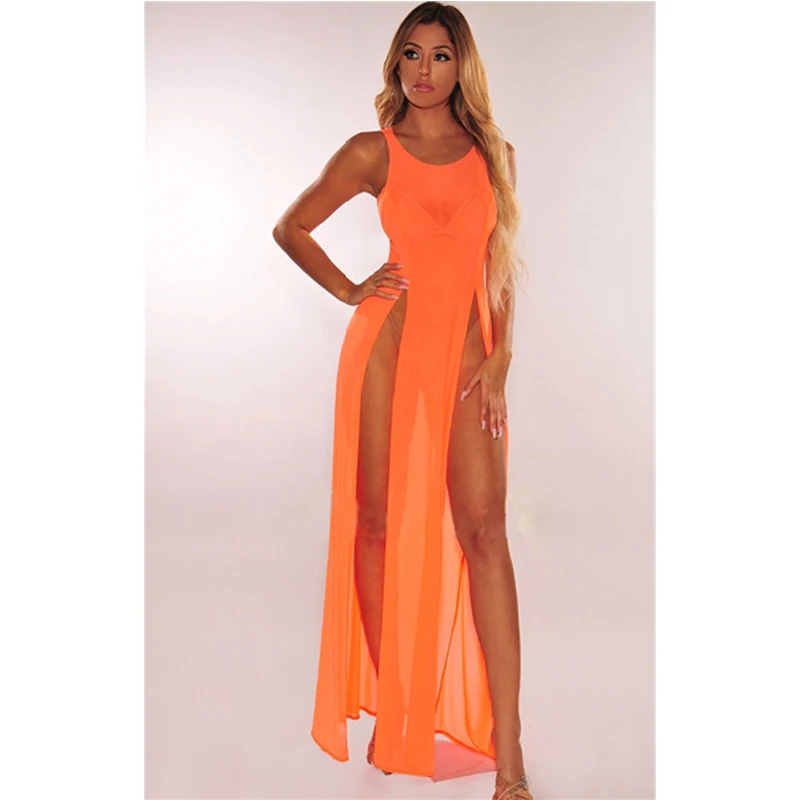

Split Bikini Cover Up Sexy Beach Dress Long Women Bathing Suit 2021 Summer Sundress Female Beachwear Dresses