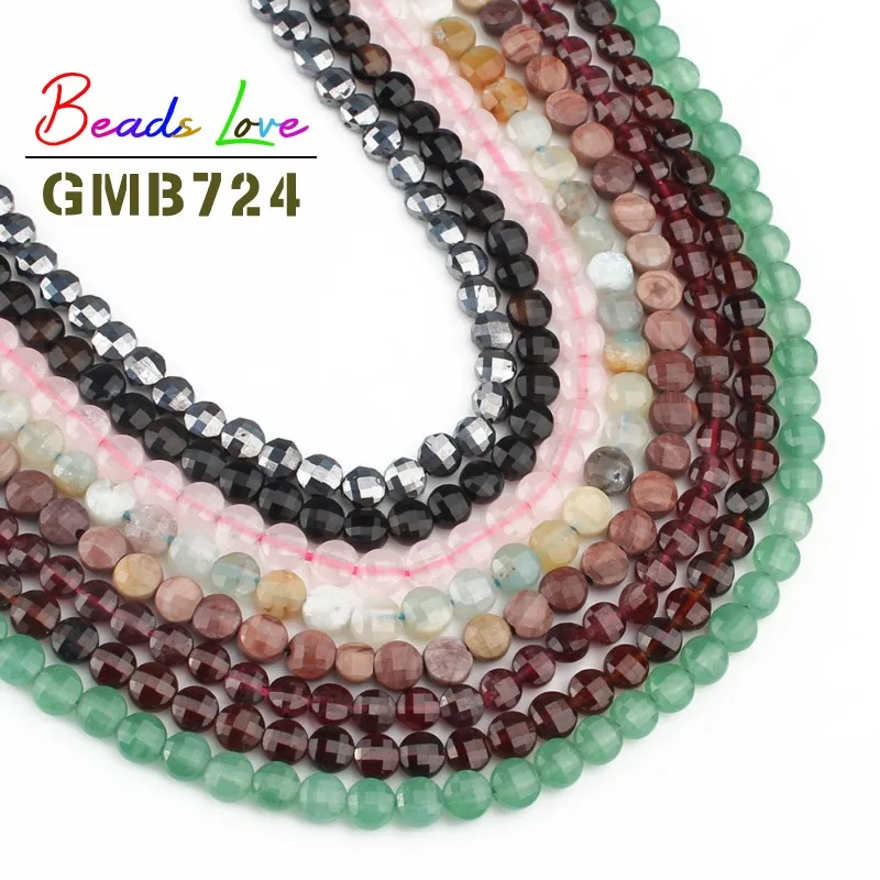 Оптовая продажа граненые круглые бусины 4x4 мм с плоским гранатом незакрепленные