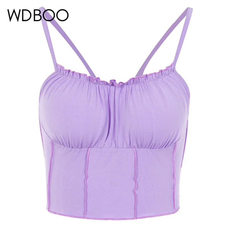 Женский укороченный топ на бретельках WDBOO повседневный сиреневый бюстье с