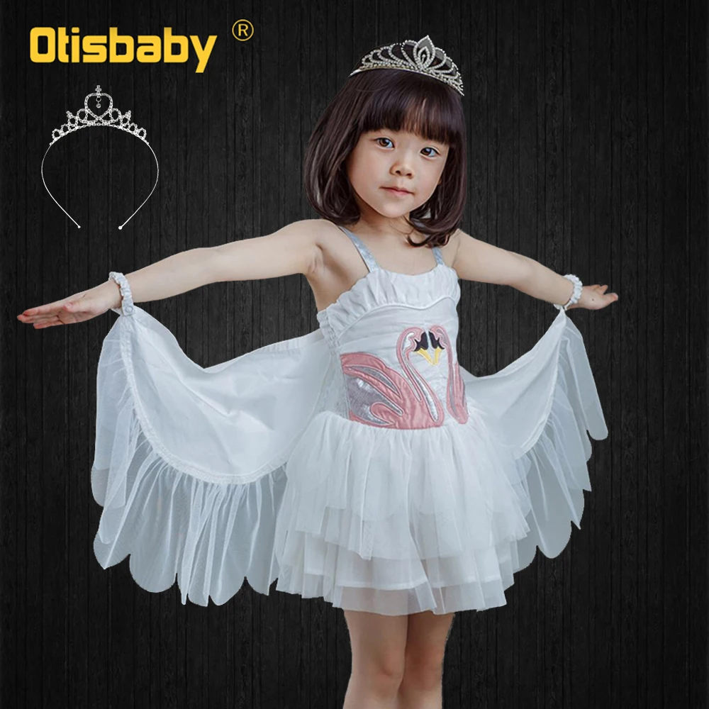 Платье для девочек с изображением фламинго и лебедя сказочное платье детей 1 год