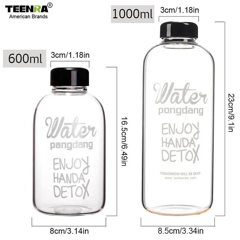 TEENRA 1000 мл большой объем для воды бутылка портативная Спортивная бутылка для питьевой воды герметичная фруктовая лимонная пластиковая бутылка для сока