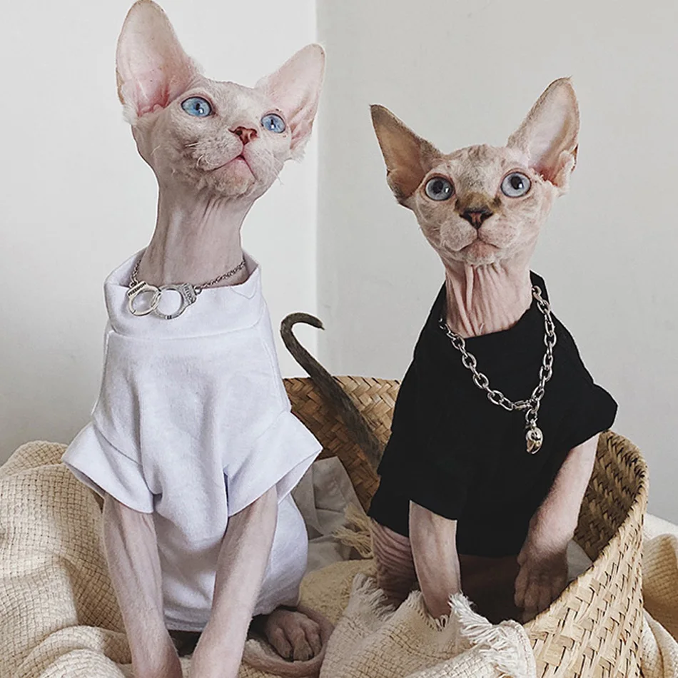 

100% Cotton Sphinx Cat Clothes Spring Autumn T Shirt Clothes For Kitten Sphynx Cat Comfort Clothing Sphinksu Coat Jacket Fashion