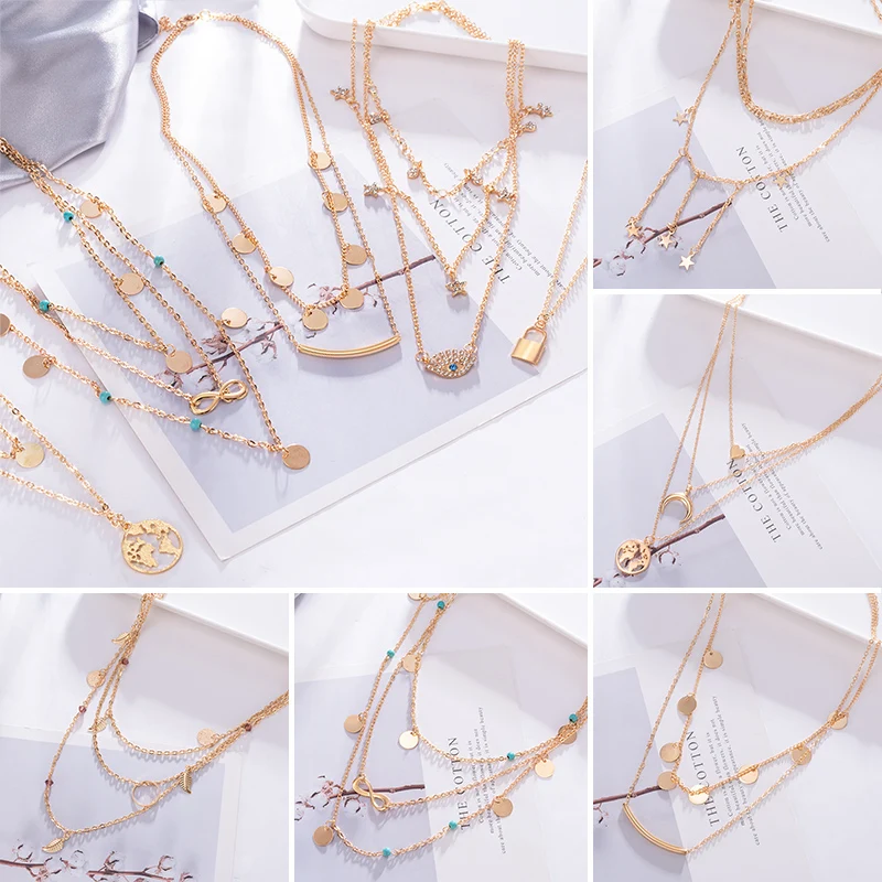 Винтажные жемчужные ожерелья BICUX для женщин многослойная цепочка с подвесками