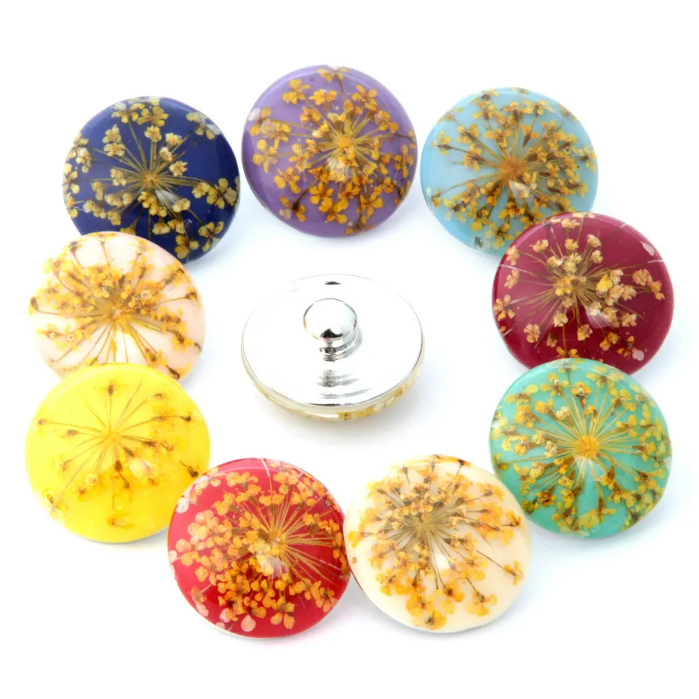 

Bolian 10pcs/Lot Noosa Snap Button Amber Flower Gypsophila 18mm Glass Snaps Button Fit Snap Jewelry for DIY Jewelry Accessories