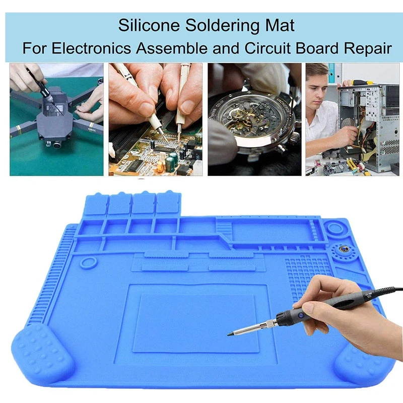 

Soldering Pad Silicone Heat-Resistant Pad Repair Pad 18.8 Inches x 12.6 Inches with Wrist Guard Electronic Pad