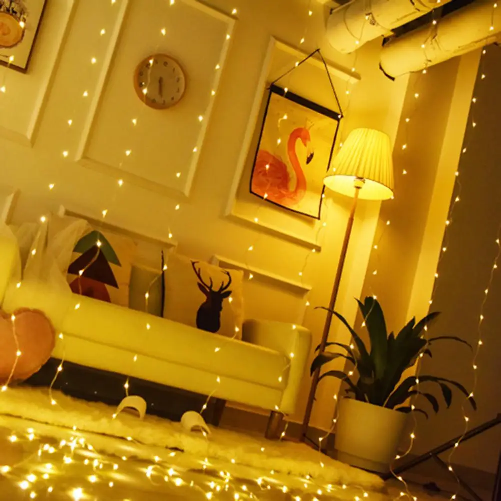 Светодиодная гирлянда с медным проводом и пробковым цоколем 300 светодиодов | Дом