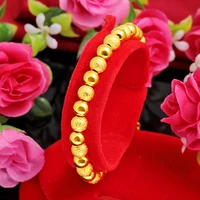 hoyon luxury 24k pure yellow gold color bracelet for women bouble layer transfer bead bracelet hand chain birthday fine jewelry