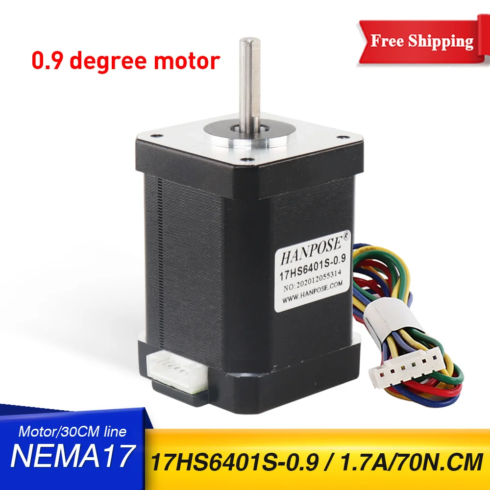 

Free shipping 2-phase hybrid stepper motor nema17 stepper motor 60mm 1.7A 70N.CM 4-wire 17HS6401S 0.9 degree for 3D printer cnc