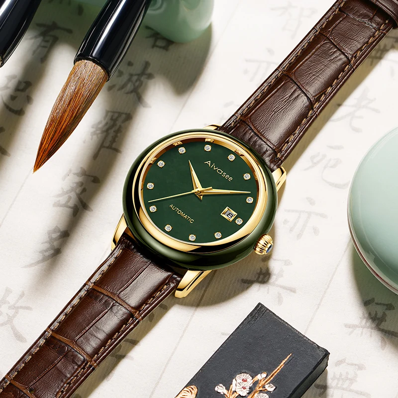 

JADE WATCH COUPLE LOVERS WATCHES WOMAN WATCH BUSINESS JADE MEN CLOCK MECHANICAL AUTOMATIC HOLLOWING CREATIVE FEMALE CLOCKES