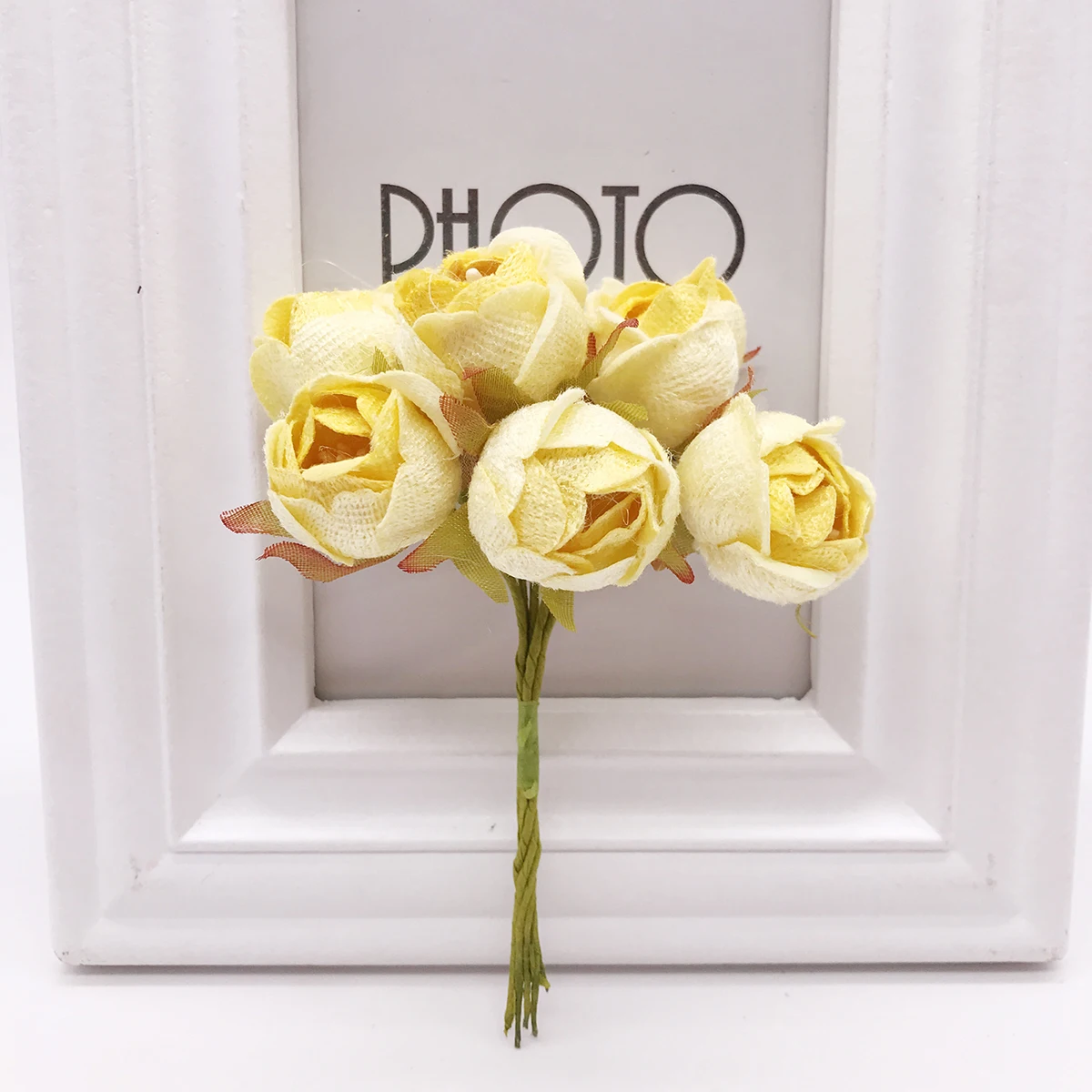 Мини искусственные розы из шелка, набор из 6 штук