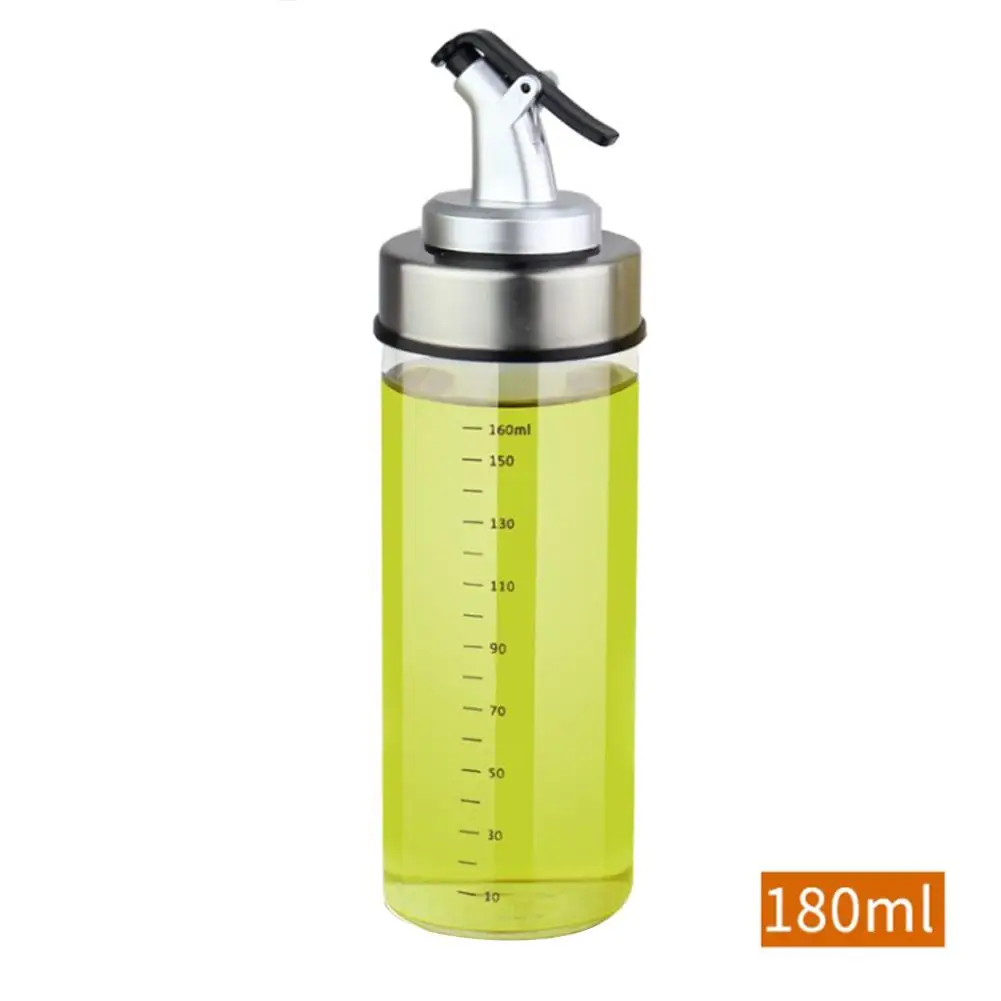 180ML Кухонная бутылка для масла, стеклянная нержавеющая сталь, герметичный дозатор для хранения соевого соуса и уксуса, Соусники, горшки для приправ, бутылки - Цвет: 180ML