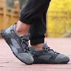 Легкая дышащая мужская защитная обувь; Рабочая обувь со стальным носком для мужчин; Нескользящие строительные кроссовки с кожаным верхом