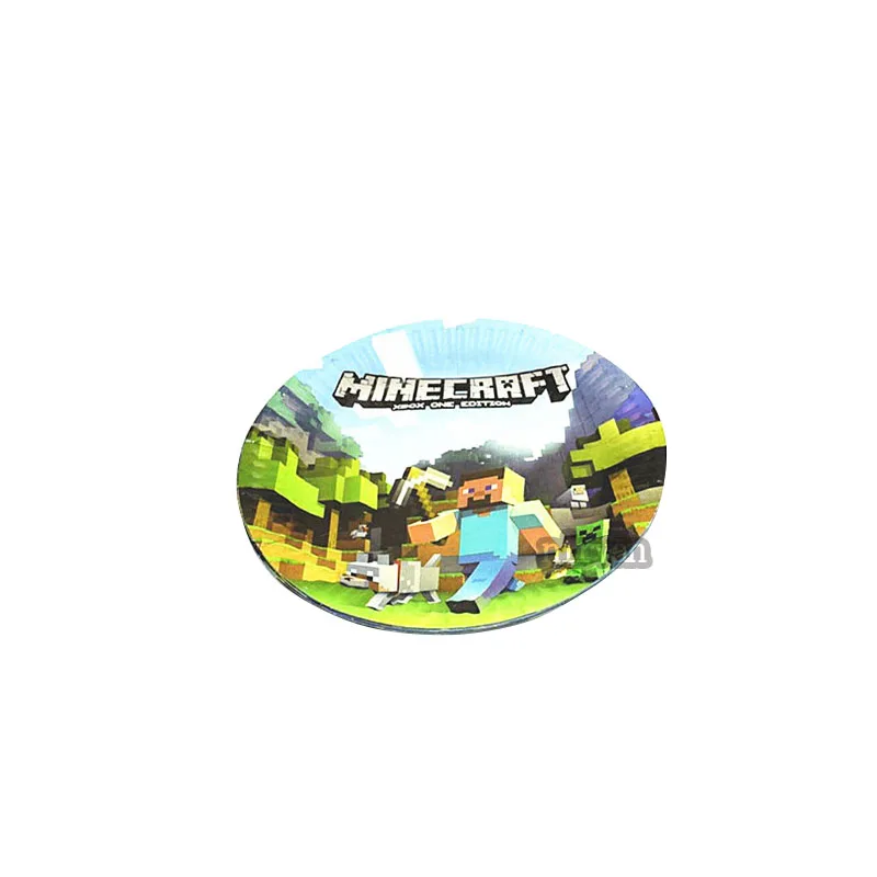 10cups+10plates cartoon mining pixel game pattern kids boys girls birthday party disposable tablewares set supplies baby shower | Дом и сад