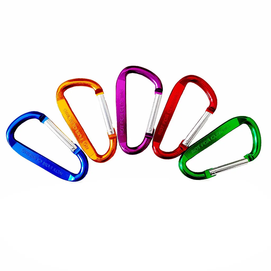 

5PCS Carabiner Keychain Aluminum Shape Buckle Pack Spring Loaded For Camping Tool Hiking Equipment Portable