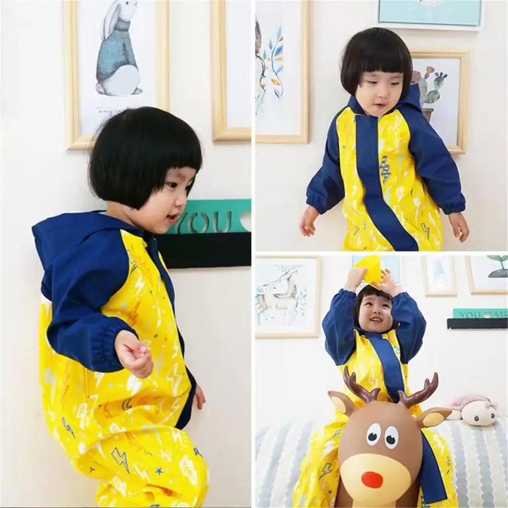 

Kids Jumpsuit for Girls Waterproof Overall Girls PU Rain Pants Children Raincoat Baby Hooded Rainwear For Boys And Girls Clothes