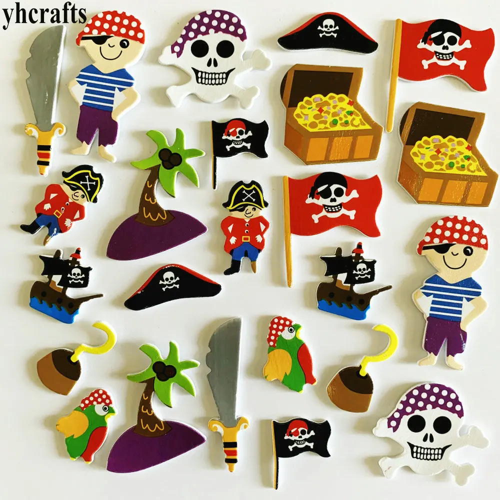 24PCS pirate 3-7cm 1 упаковка/Партия. Разноцветные блестящая Снежинка, пенопластовые наклейки, рождественские поделки, элементы деятельности, украшение детской комнаты, декоративная Рождественская игрушка "сделай сам" - Цвет: 24PCS pirate 3-7cm