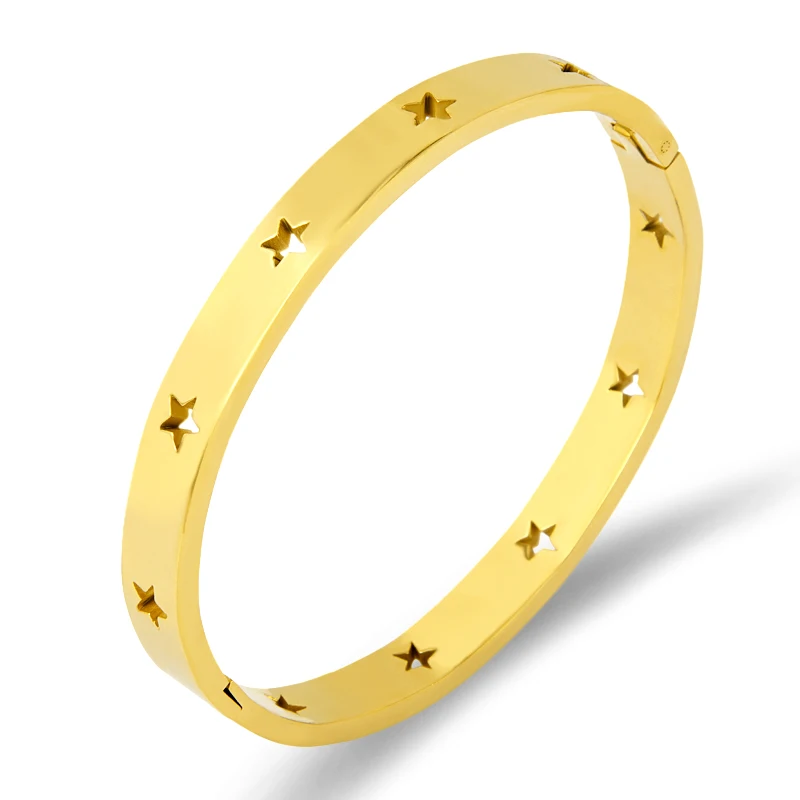

Fashion Hollow Star Bangles & Bracelets For Women Trendy Jewelry Stainless Steel Charm Cuff Bracelet Rose Gold Silver Bijou Gift