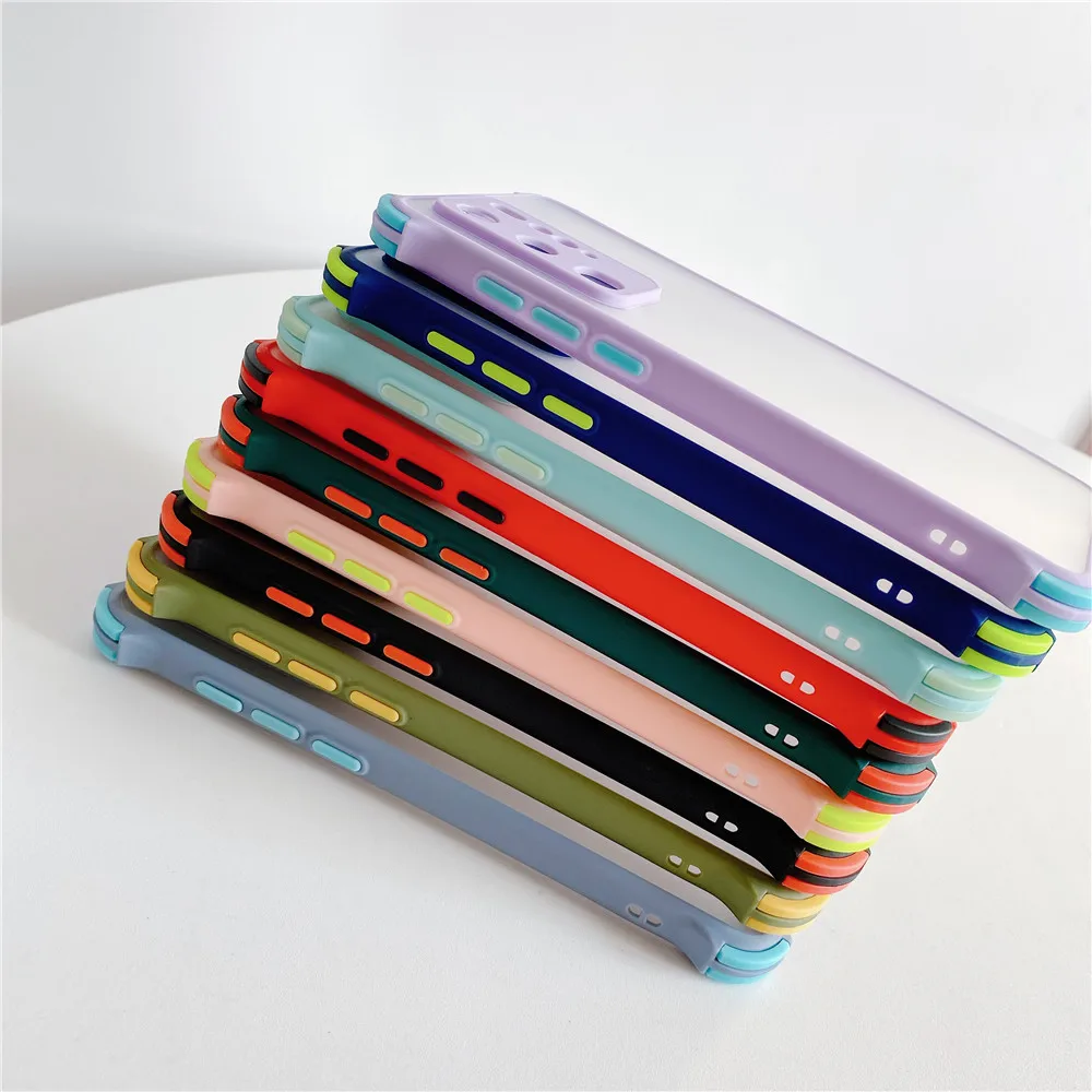 

For Samsung Galaxy S21 S20 S10 S9 Plus S20FE Note 20 10 9 8 A50 A51 A71 Shockproof Simple Matte Transparent Silicone Back Cover