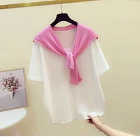 2021 summer new style side slit western style blouse knitted t shirt women black